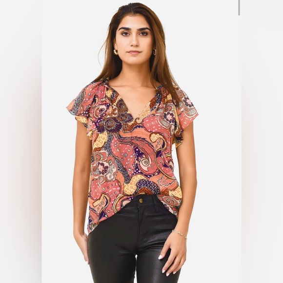 ALC June Silk Size 6 June Flutter Sleeve Lined Top - Picture 1 of 8